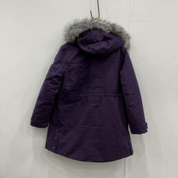 Womens Purple Long Sleeve Pockets Faux Fur Full-Zip Parka Jacket Size L/P alternative image