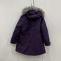 Womens Purple Long Sleeve Pockets Faux Fur Full-Zip Parka Jacket Size L/P image number 2