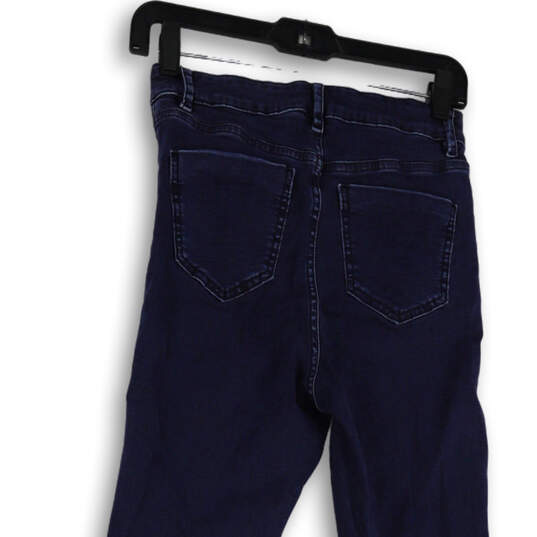 Womens Blue Dark Wash Pockets Triple Seams Denim Skinny Jeans Size 28/36 image number 4