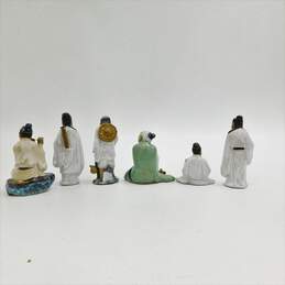 6 Vintage Standing Seated Chinese Mud Men Scholar Confucius Clay alternative image