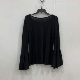 Womens Black Long Flared Sleeve Round Neck Pullover Blouse Top Size Small alternative image