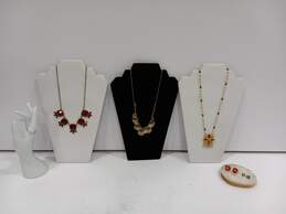 Assorted Faux Pearls, Red & Gold Tones Fashion Jewelry Lot of 6
