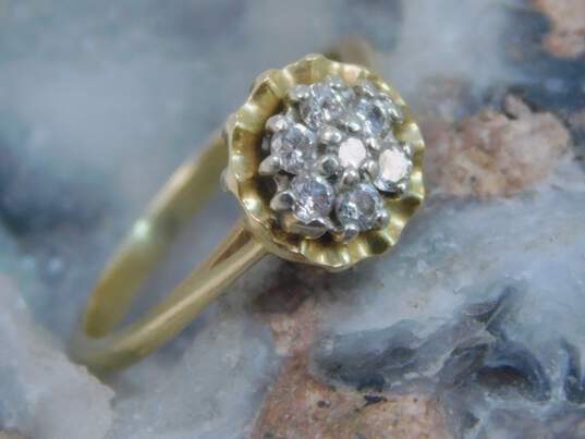 Magic Glo 14K Yellow Gold 0.21 CTTW Diamond Cluster Flower Ring 2.5g image number 2