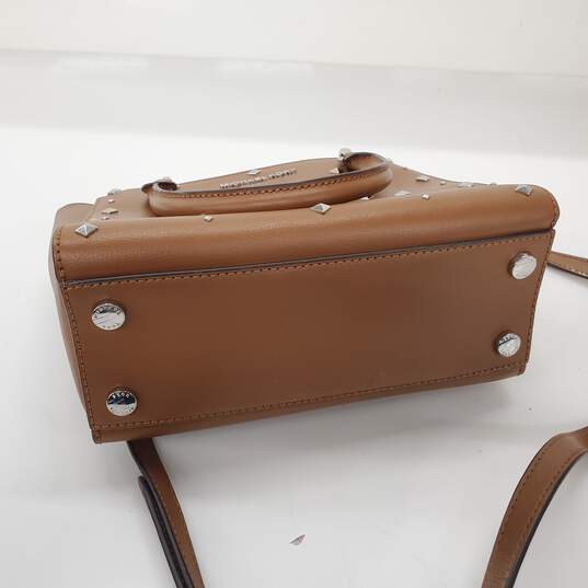Michael Kors Brown Saffiano Leather Studded Crossbody Hand Bag image number 5
