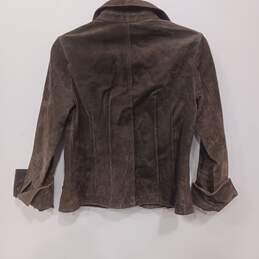 Women’s Vintage Leather Ribbed Cropped Fashion Jacket Sz PS alternative image