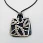 Sterling Silver Crystal Rubber Cut-Out Overlay Pendant 15 1/2in Necklace 14.2g image number 2