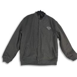 Diamond Supply Co. Mens Gray Button Front Letterman Varsity Jacket Size XL