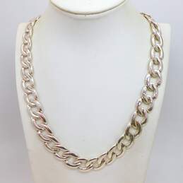 Vintage Crown Trifari Monet & Napier Silvertone Textured Panther & Chunky Curb Chain Necklaces & Hoop Clip On Earrings 141.7g alternative image