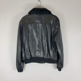 Cooper Designer Men Black Leather Jacket + Fur Collar M
