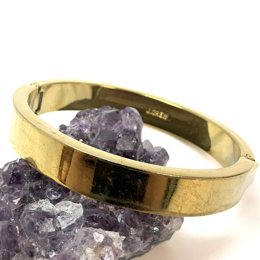 Designer J. Crew Gold-Tone Plain Round Bangle Bracelet With Dust Bag image number 1
