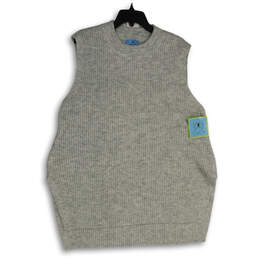 NWT Womens Gray Knitted Crew Neck Side Slit Pullover Sweater Vest Size XL