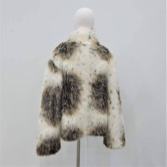 Vintage Bill Blass Sport Womens Faux Fur Animal Print Reversible Zip Coat Size L image number 4