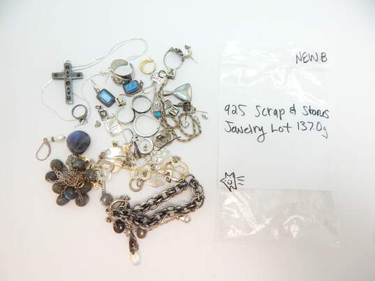 137.0g Scrap & Stones Jewelry Lot image number 3