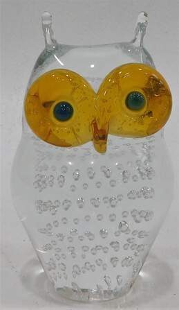 Bubbles Crystal Owl Paperweight Signed