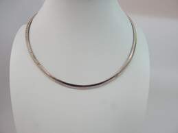 925 Wide Omega Chain Necklace w/Peridot Earrings 25.8g alternative image