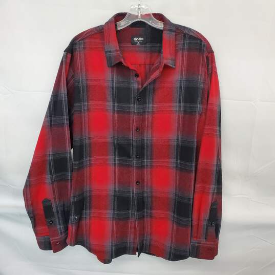 Shaka Wear Streetwear Essentials Red Plaid Button Up Shirt Size XL image number 1