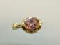 14K Gold Pink Cubic Zirconia Scalloped Oval Pendant 2.8g image number 2