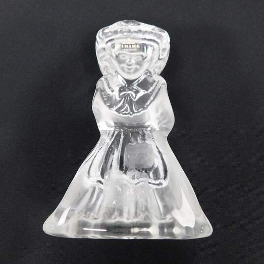 Viking Art Glass Crystal Satin Country Boy and Girl Figurines Bookends Statues image number 3