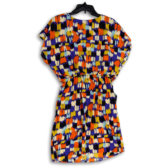 Womens Multicolor Geometric Round Sleeve Dolman Sleeve Blousen Dress Sz 10 image number 4