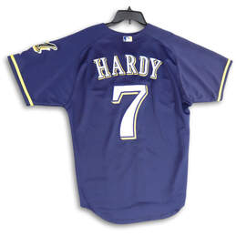 Mens Blue Yellow Milwaukee Brewers Hardy #7 Baseball MLB Jersey Size 50 alternative image