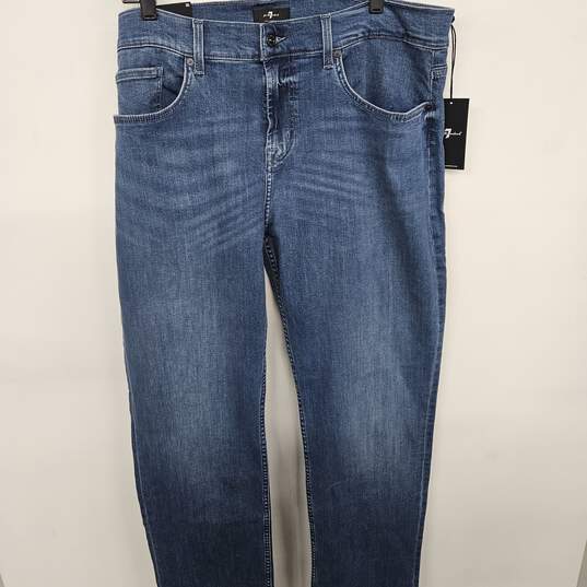 7 For All Mankind Relaxed Fit Blue Jeans image number 1