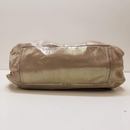 COACH F16312 Gold Metallic Leather Shoulder Hobo Tote Bag image number 4