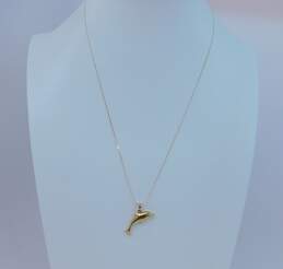 (G) 14k Yellow Gold Puffy Dolphin Pendant Necklace 1.6g