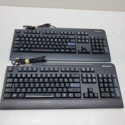 (B) Lot of Two Lenovo USB PC Keyboards Model KB10212 & KU-0225 Untested