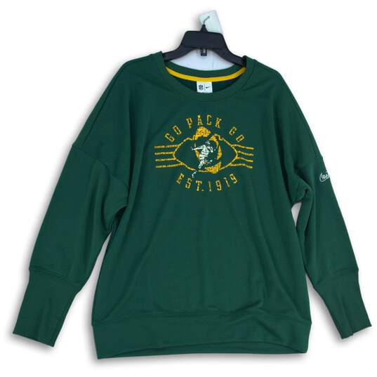 Nike Womens Green Gold Green Bay Packers NFL Dri-Fit Pullover Sweatshirt Size XL image number 1