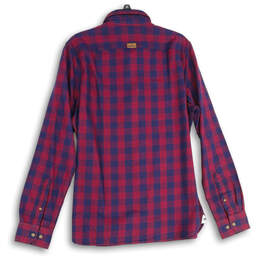 NWT Mens Red Blue Check Spread Collar Long Sleeve Button-Up Shirt Size M alternative image