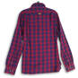 NWT Mens Red Blue Check Spread Collar Long Sleeve Button-Up Shirt Size M image number 2