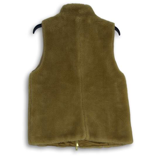 J. Crew Womens Brown Fleece Mock Neck Sleeveless Full-Zip Vest Size 8 image number 2