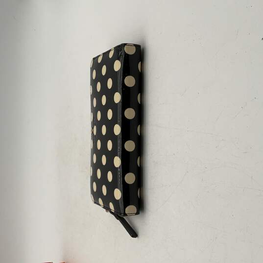 Kate Spade New York Womens Black White Polka Dot Clutch Zip-Around Wallet W/ Box image number 3