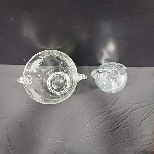 Set of 2 Clear Glass Etched Wine Decanter & Ice Bucket image number 3