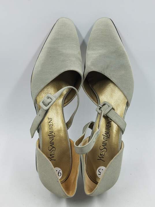 Authentic YSL Gray D'Orsay Pumps W 9.5M image number 6
