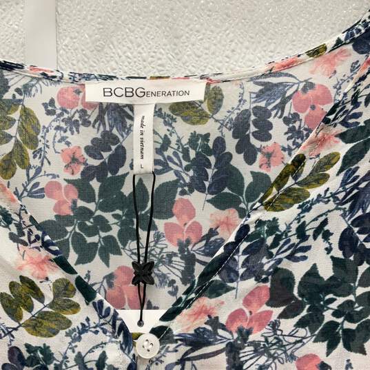 NWT BCBGeneration Womens Multicolor Floral Short Sleeve Maxi Dress Size L image number 3