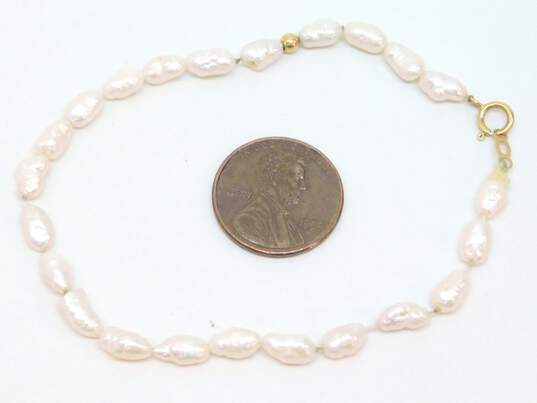 14K Yellow Gold Freshwater Pearl Bracelet 3.6g image number 6