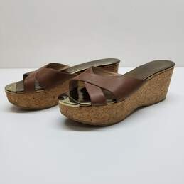 AUTHENTICATED Jimmy Choo Brown Cork Wedge Sandal Size 41 alternative image