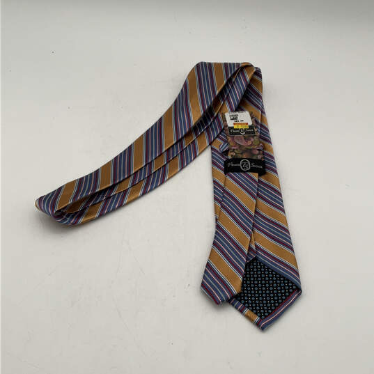Mens Multicolor Silk Striped Four In Hand Adjustable Pointed Necktie image number 2