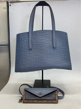 Coach Charlie Blue Satchel With Brown And Blue Coach Wallet