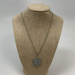 Designer Kirks Folly Silver-Tone Snowflake Rhinestone Pendant Necklace