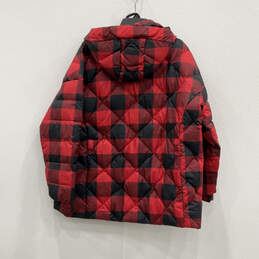 Womens Red Plaid Long Sleeve Hooded Quilted Puffer Jacket Size XXL alternative image