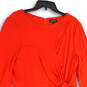 Womens Red Round Neck Long Sleeve Side Drape Sheath Dress Size 16 image number 3