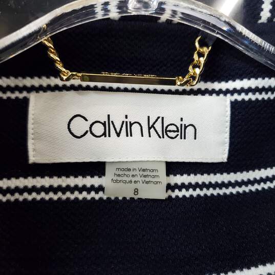 Calvin Klein Navy & White Stipe Blazer Women's 8 image number 3