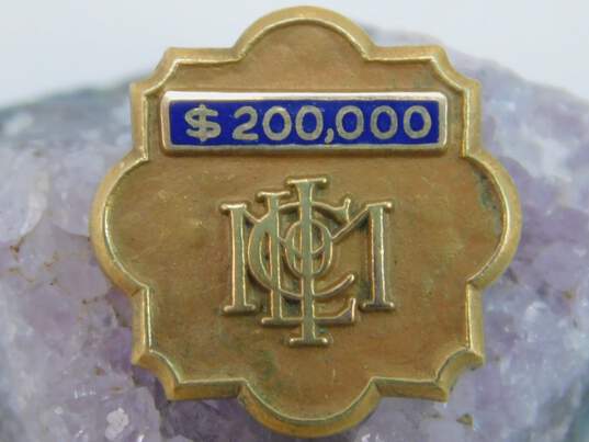 14K Gold Blue Enamel Accented Smooth & Textured Service Pin 2.8g image number 3