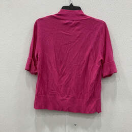 NWT Womens Pink Short Sleeve Ribbed Hem Open Front Cardigan Sweater Size 14 alternative image