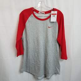Nike red and gray raglan long sleeve shirt L nwt