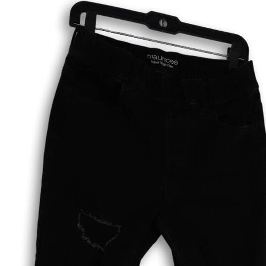Womens Black Denim Dark Wash Distressed High Rise Skinny Jeans Size Medium image number 3