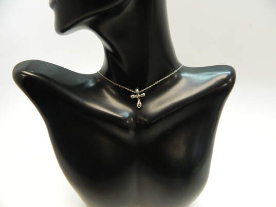Tiffany & Co 950 Platinum Elsa Peretti Cross Pendant Necklace 4.8g image number 2