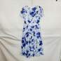 DKNY Blue & White Floral Patterned Lined Midi Dress WM Size 4 NWT image number 2